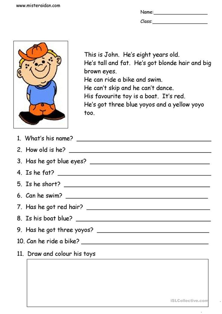 This Is John Simple Reading Comprehension English ESL 