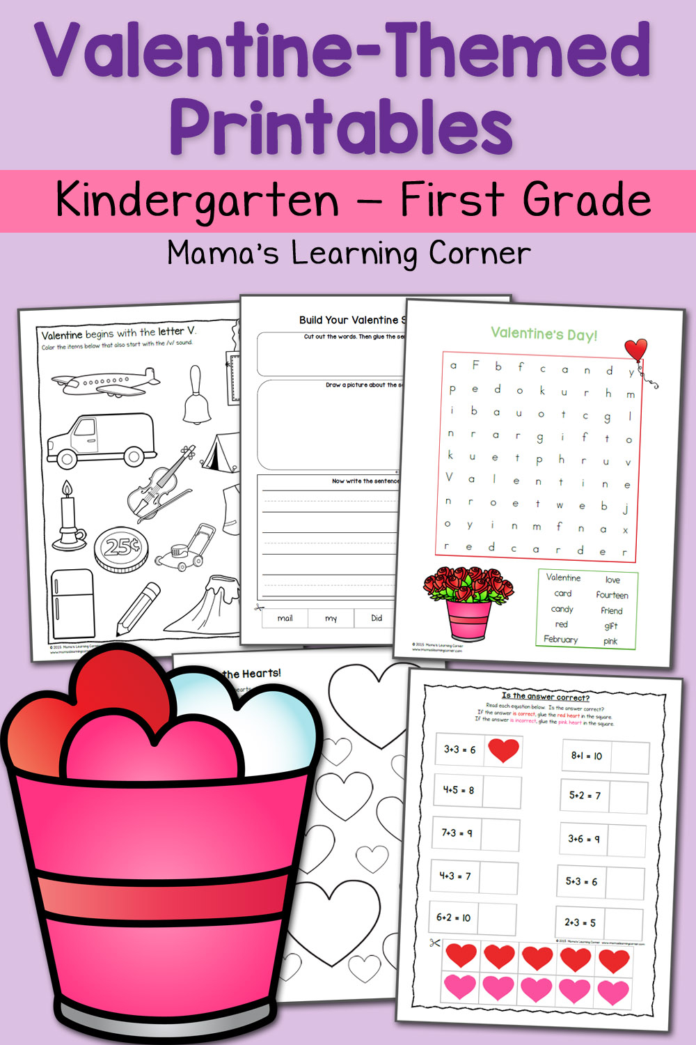 Valentine Worksheets For Kindergarten And First Grade 