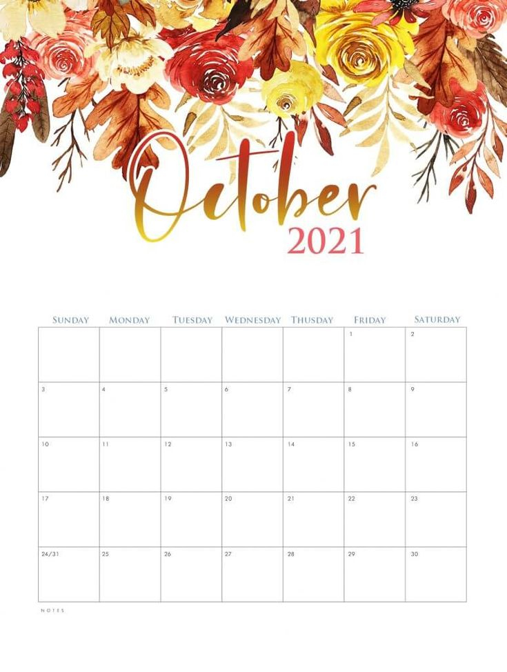 Watercolor October 2025 Calendar Calendar Printables 