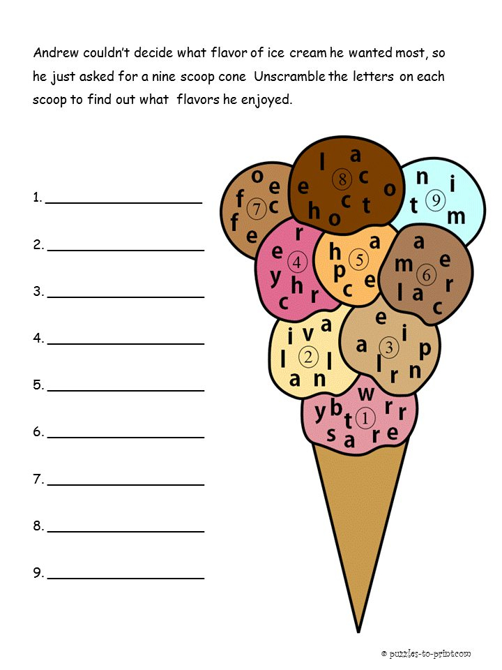 Word Scrambles Printable Puzzles