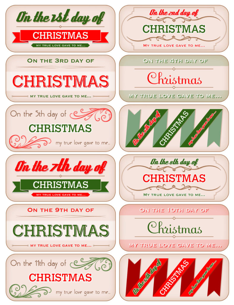 12 Days Of Christmas Tags Free Download 