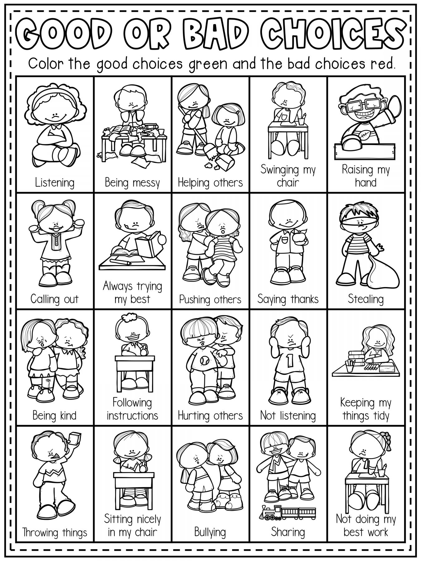 16 Being A Good Citizen Worksheet Kindergarten Chart sheet 