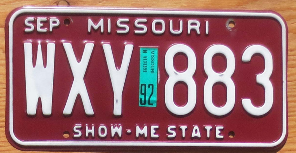 1992 Missouri Vg Automobile License Plate Store Collectible License