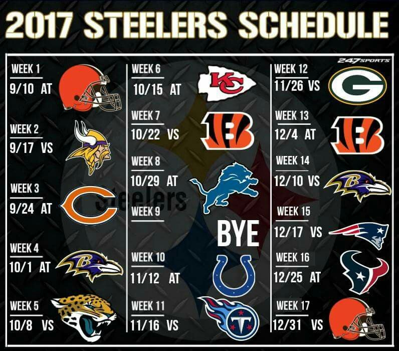 2017 Pittsburgh Steelers Schedule Pittsburgh Steelers 