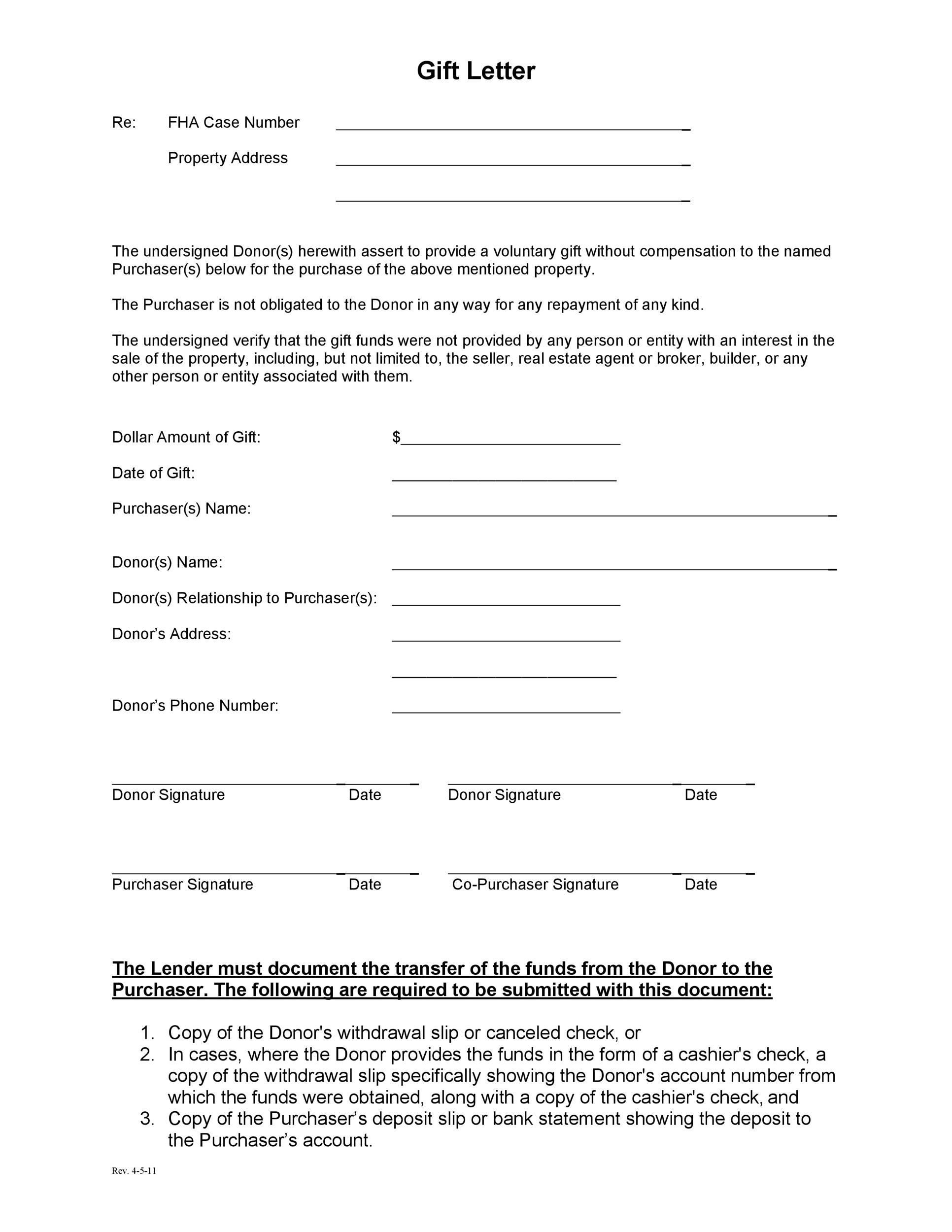 35 Best Gift Letter Templates Word PDF TemplateLab