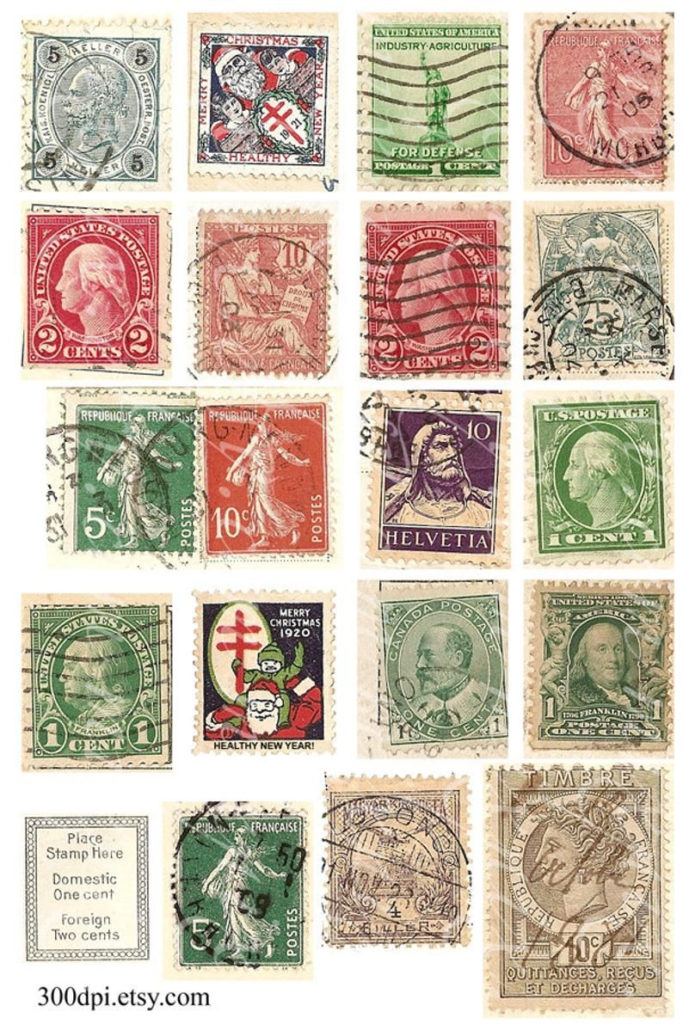 4x6 Inch Digital Collage Sheet Vintage Stamps Scan Printable Etsy In