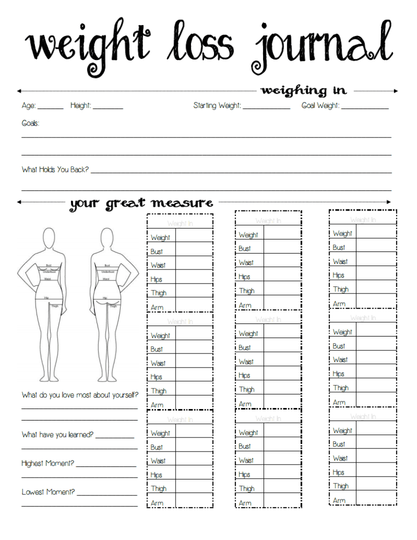 7 Best Free Printable Weight Watchers Journal Printablee