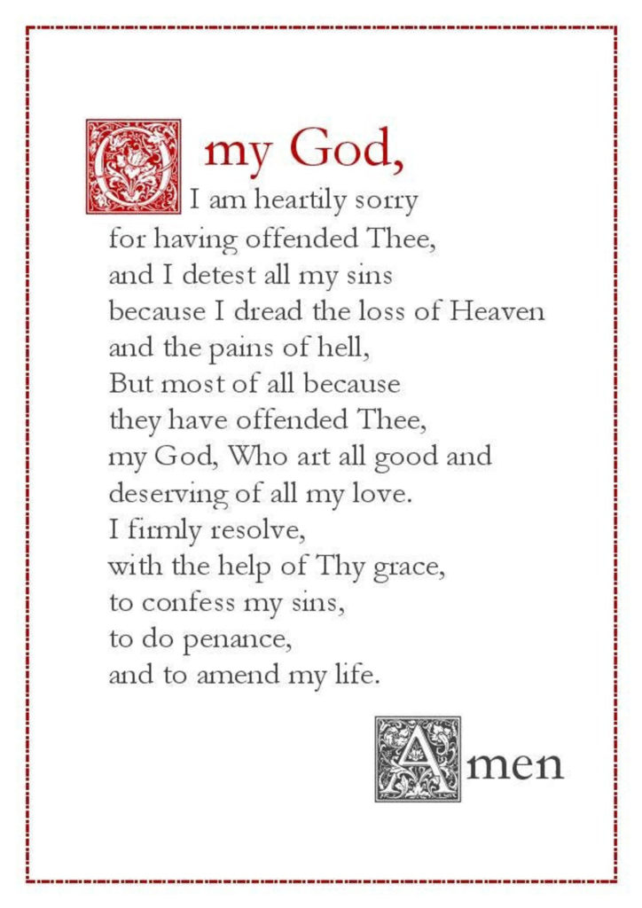 Act Of Contrition English Catholic Prayer Card Printable Etsy