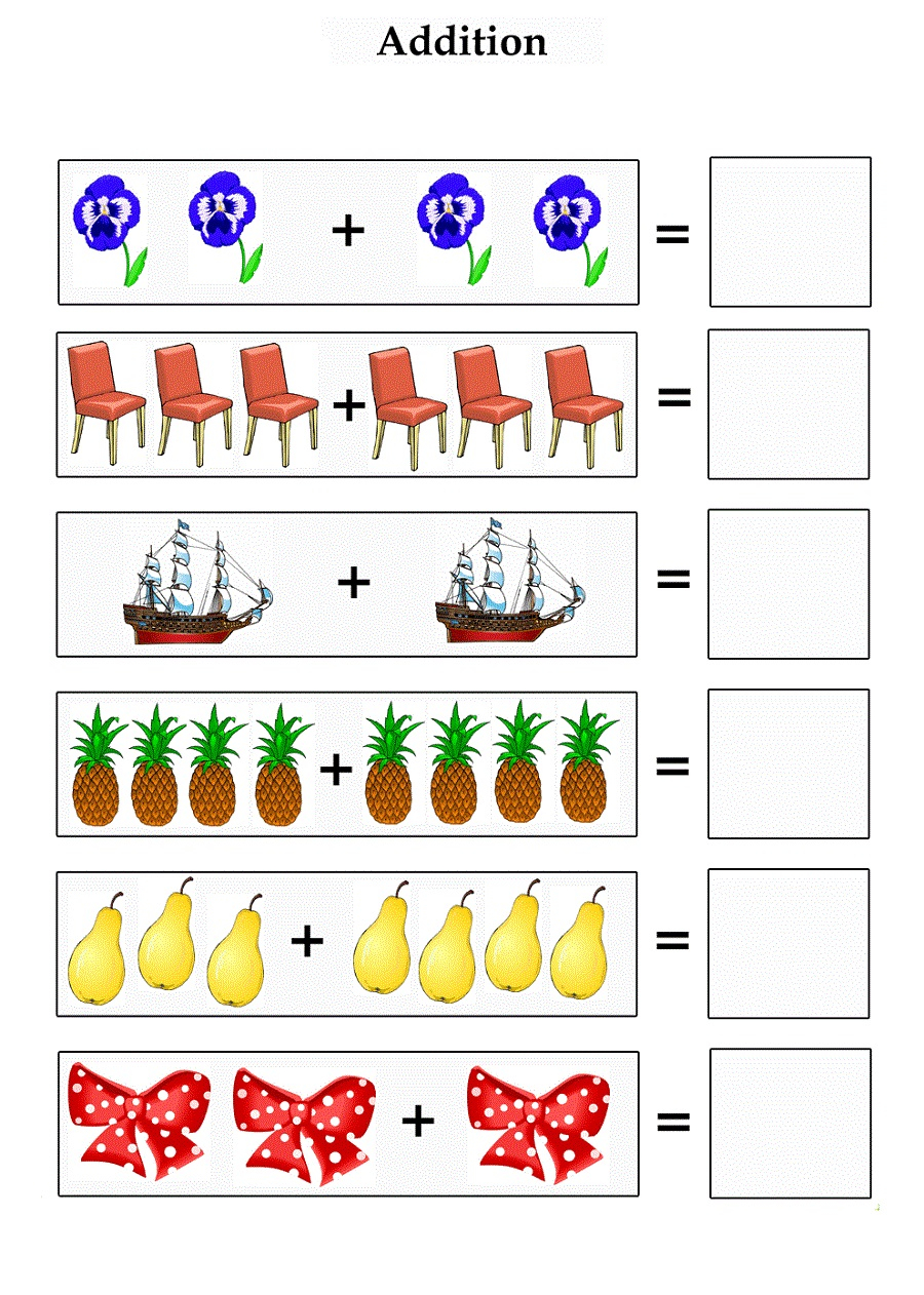 Addition Worksheets With Pictures Up To 10 Learning 