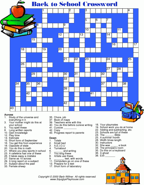 Back To School Crossword Puzzle Printable That Are Enterprising 