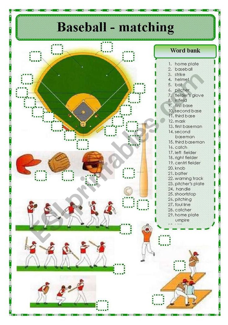 BASEBALL MATCHING EXERCISE ESL Worksheet By Oppilif Baseball Terms 