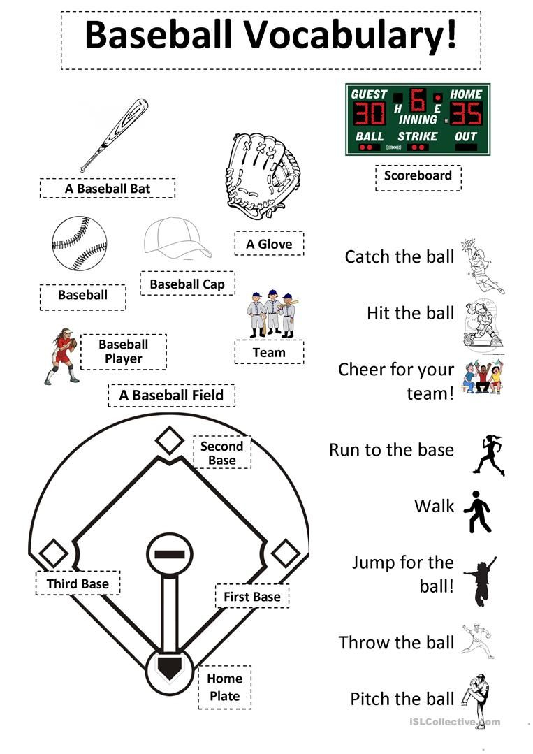 Baseball Vocabulary Sheet Worksheet Free ESL Printable Worksheets