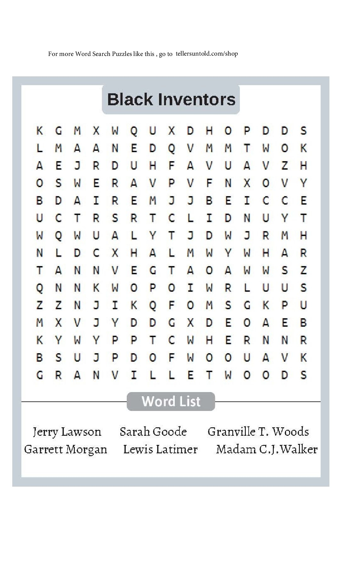 Black Inventors Crossword Puzzle Tellersuntold