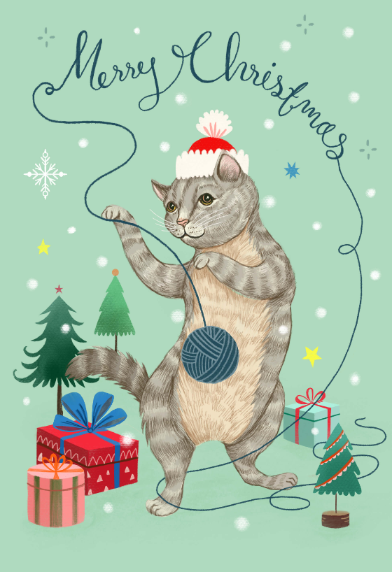 Christmas Cat Christmas Card Greetings Island