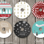 Christmas CD DVD Label Template Set Xmas Holiday CD Stickers