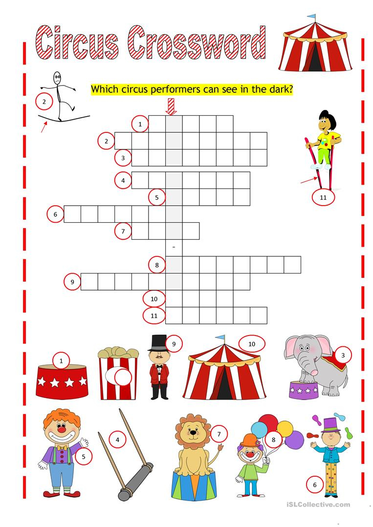 Circus Crossword English ESL Worksheets For Distance Learning And