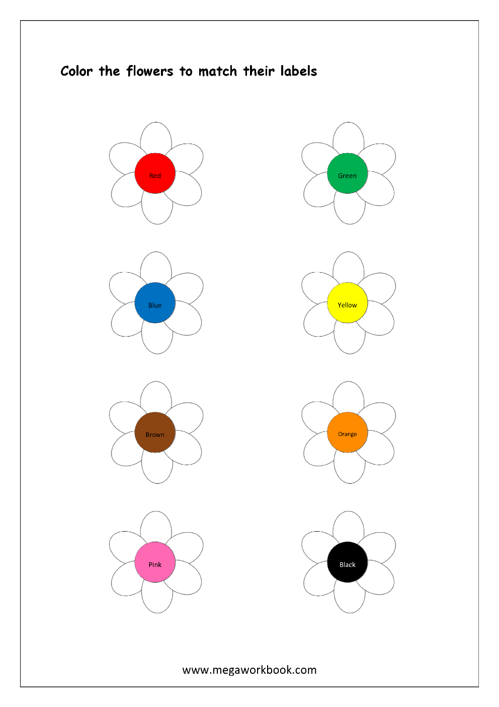 Color Recognition Worksheet Color The Objects Using 