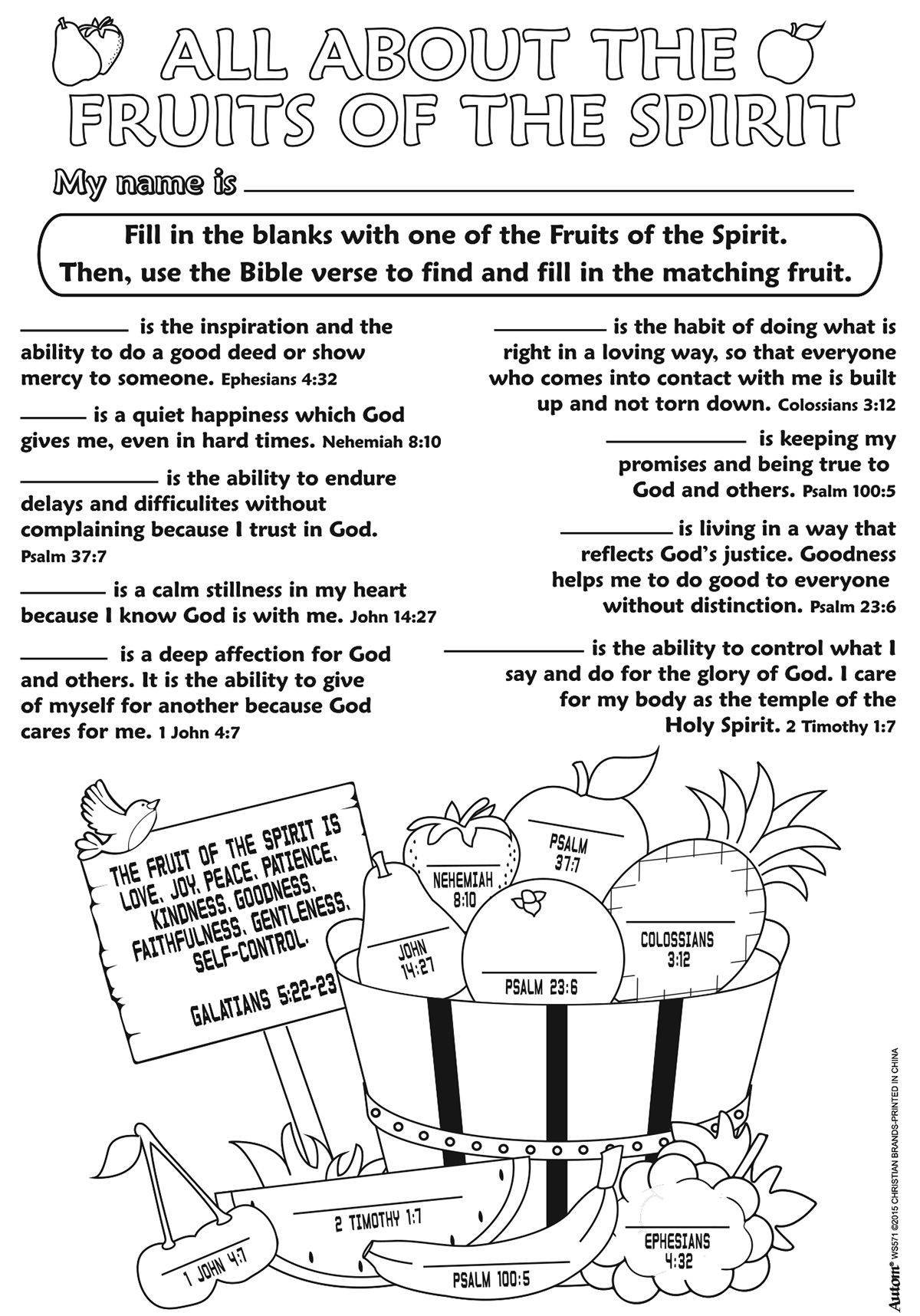 Color Your Own Posters Fruits Of The Spirit Color Your 