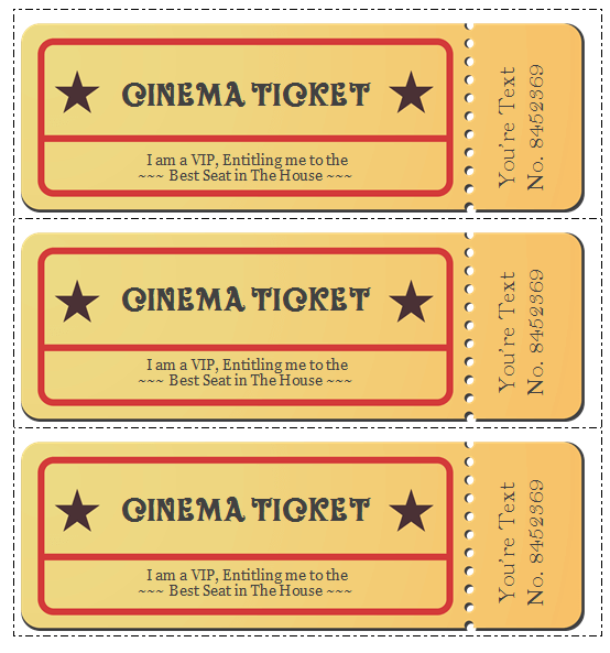 Create movie ticket Sample Pdf Doc Editable Ticket Templates