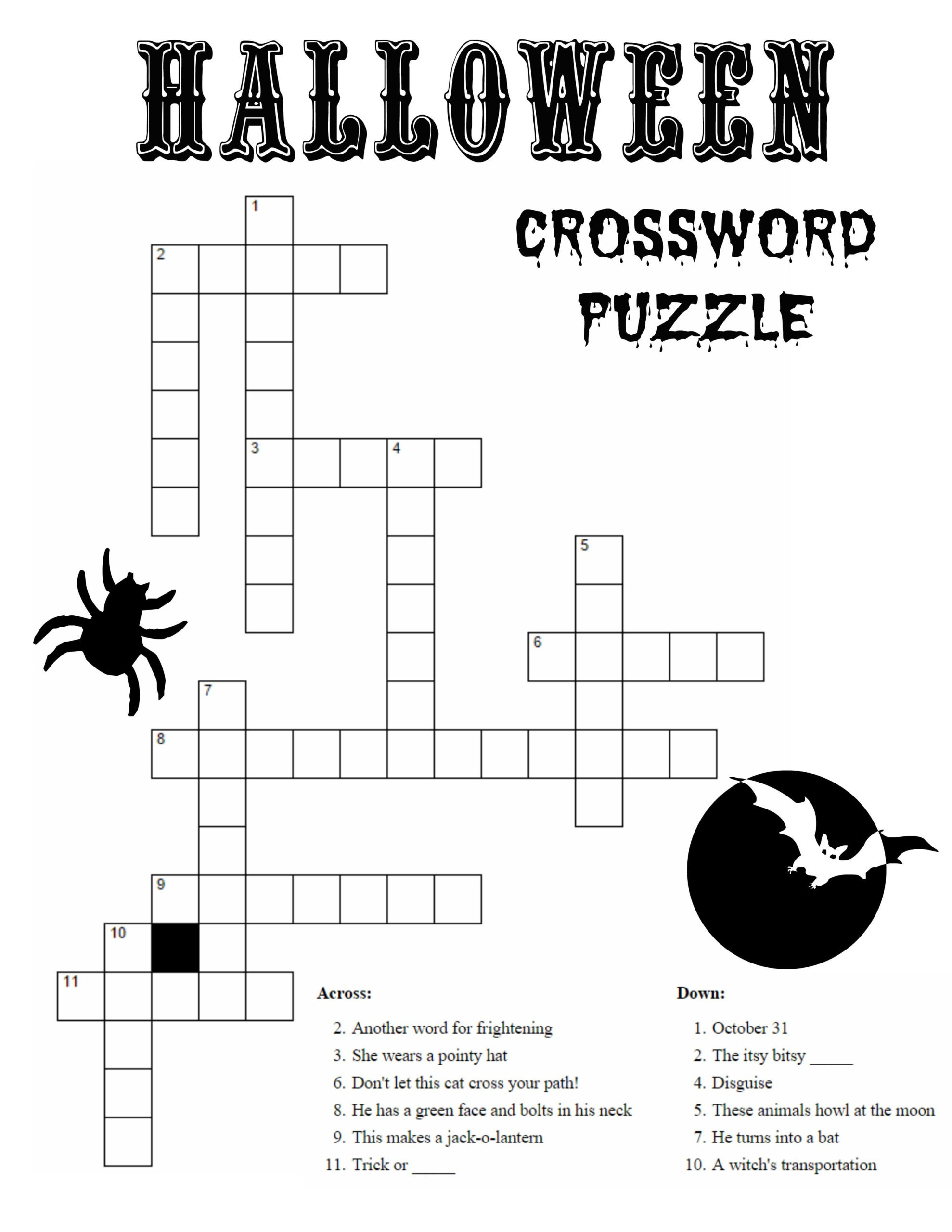 Crossword Kid Halloween Activities Halloween Crossword 