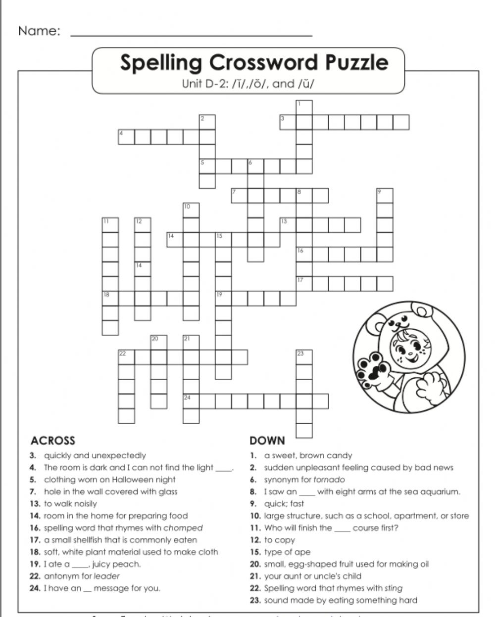 Crossword Puzzle D 2 5th Grade Worksheet