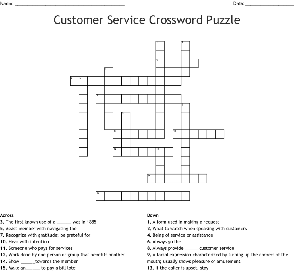 Customer Service Week Crossword WordMint