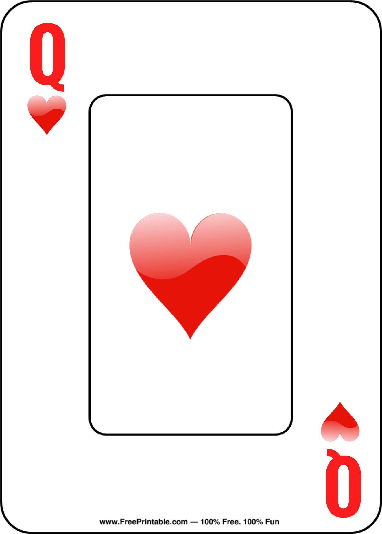Customize Your Free Printable Queen Of Hearts Playing Card