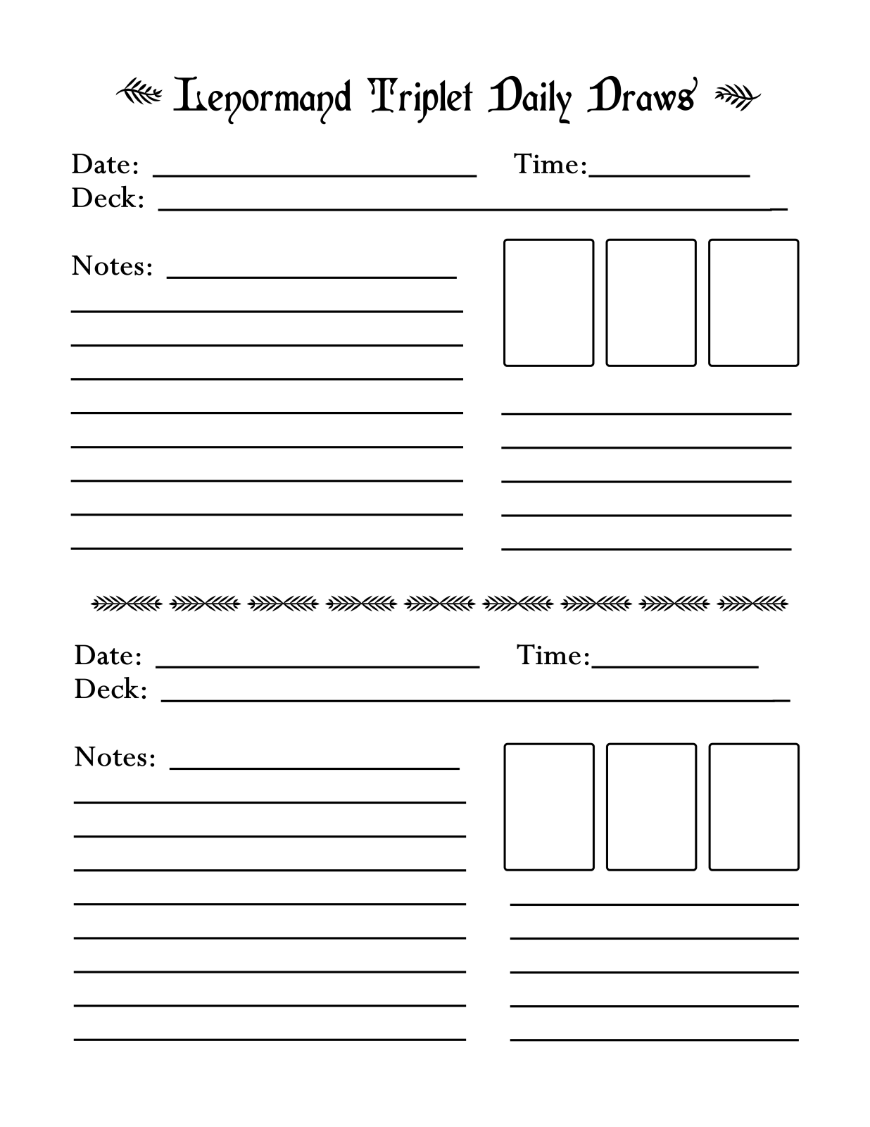 Daily Draw Lenormand Journal Page Tarot Learning Tarot Card Meanings