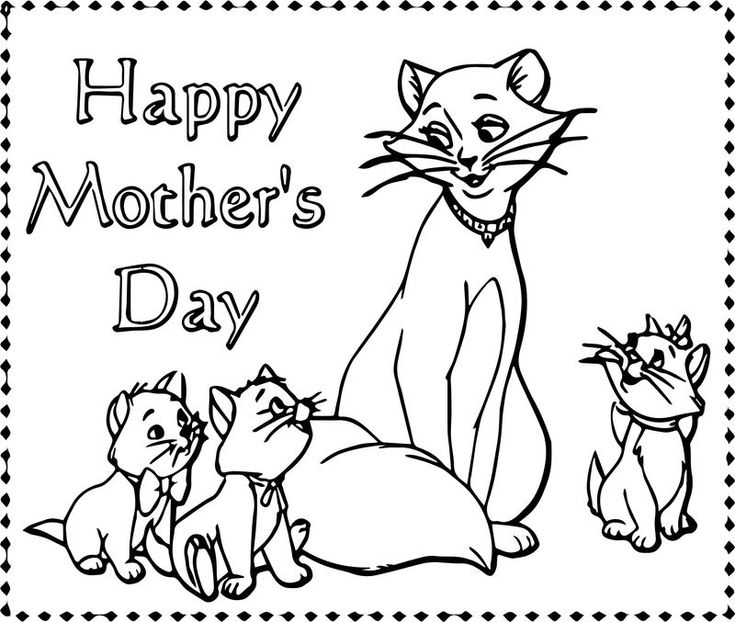 Disney The Aristocats Happy Mother Day Coloring Page