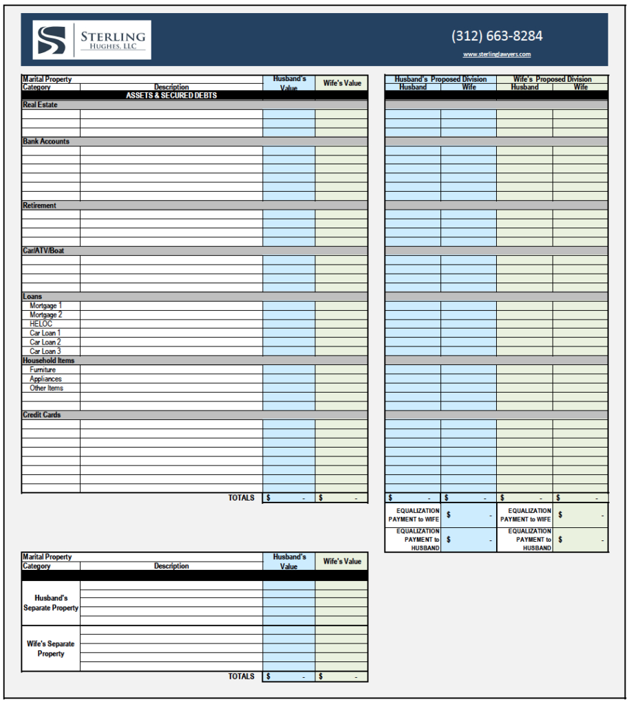 Divorce Asset Spreadsheet Db Excel