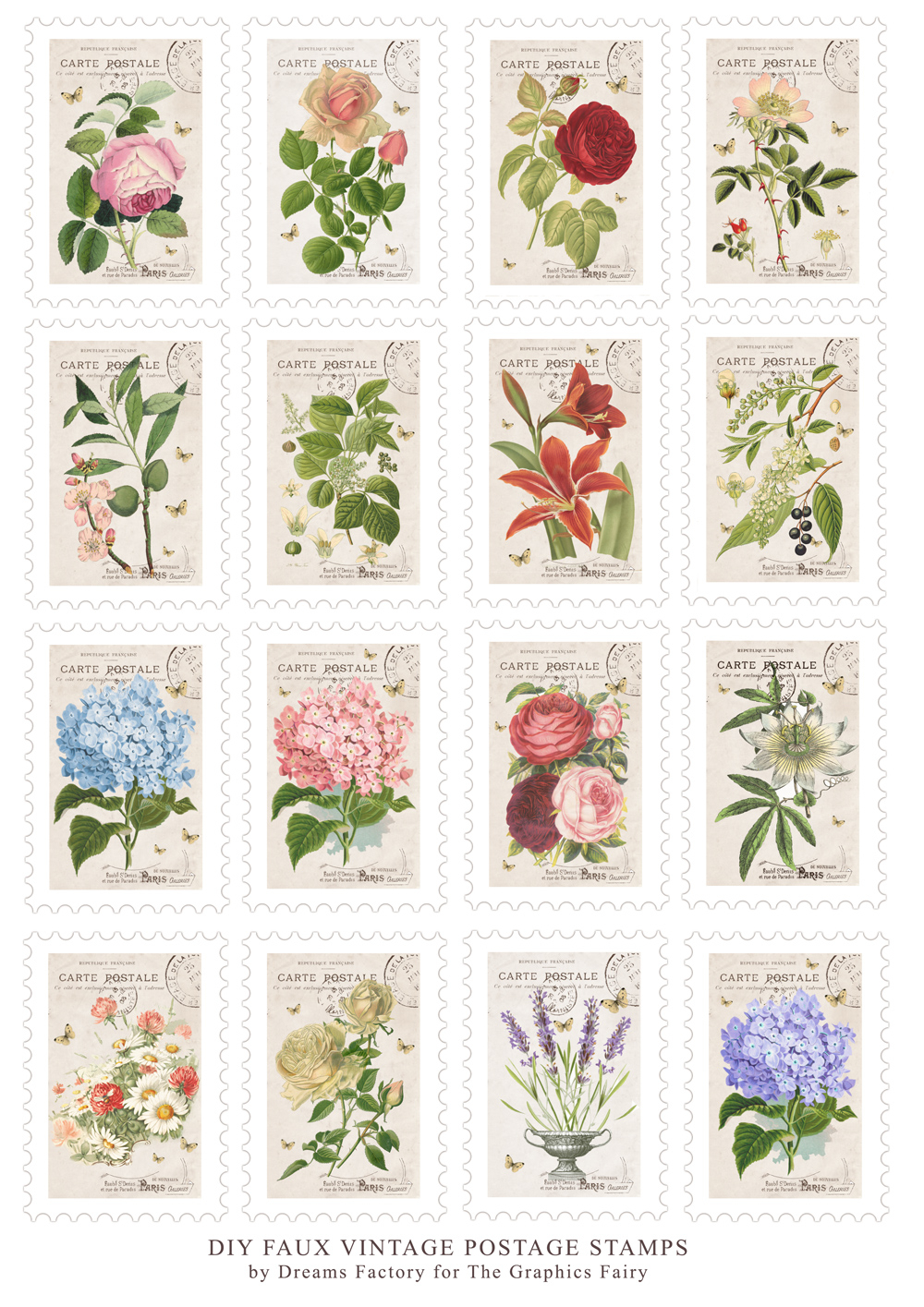 DIY Faux Vintage Postage Stamps Free Printable Free Printable 