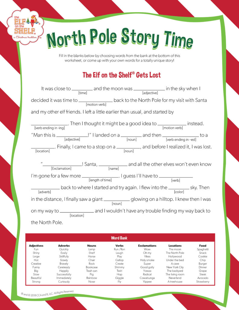 Download These Free Ad Libs For Family Story Time The Elf On The 