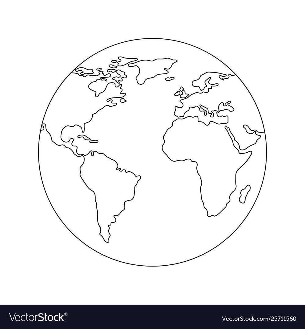 Earth Globe Template World Map Line Style Icon Of Vector Image