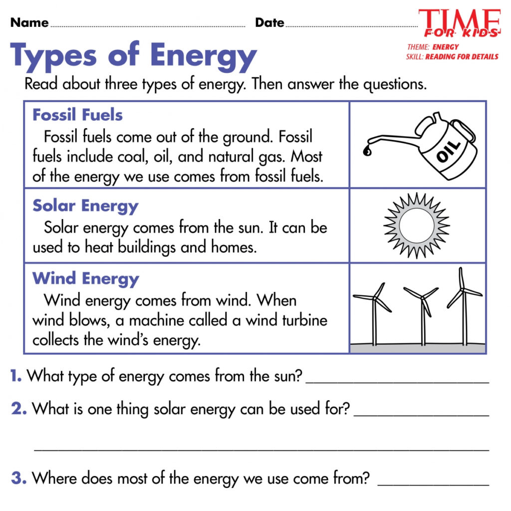 Energy Worksheets For 2nd Grade
