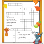 Fall Crossword Puzzle Puzzle Mazes For Kids Crossword