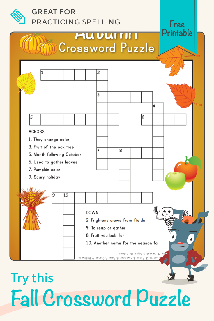 Fall Crossword Puzzle Puzzle Mazes For Kids Crossword