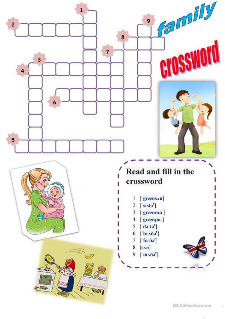 Family Crossword Worksheet Free ESL Printable Worksheets Made By