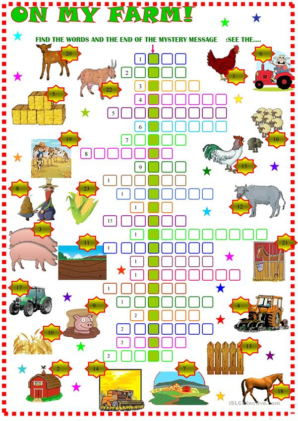 Farm Crossword Puzzle English ESL Worksheets For Distance Learning 