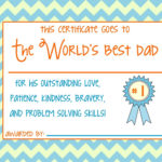 Father S Day Certificate PRINT Gift Certificate Template Fathers Day