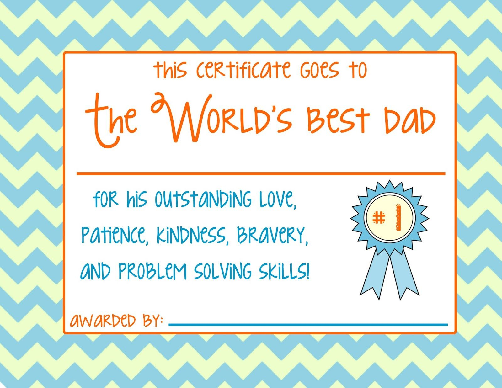 Father s Day Certificate PRINT Gift Certificate Template Fathers Day 