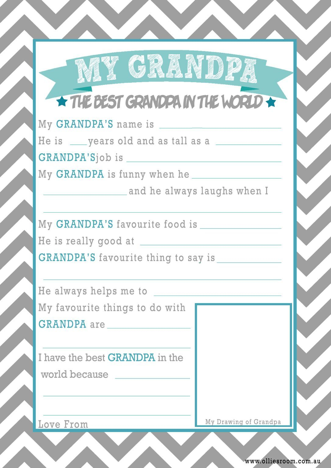 Father s Day Printable All About Grandpa Questionnaire Etsy Father 