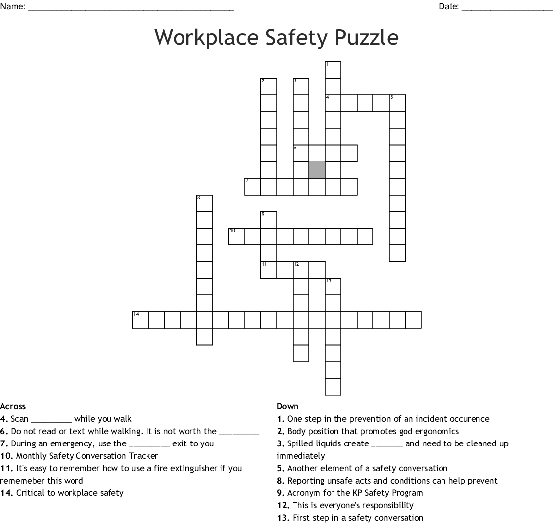 Fire Safety Crossword Puzzle Printable Printable Crossword Puzzles