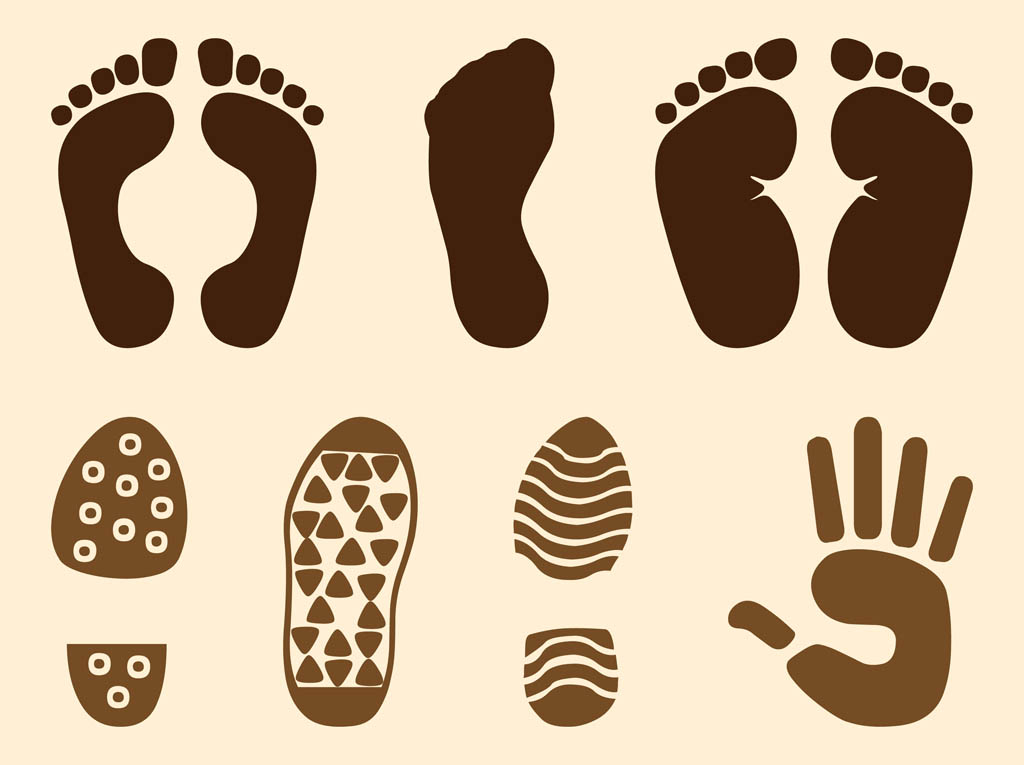 Foot And Hand Prints Set Vector Art Graphics Freevector