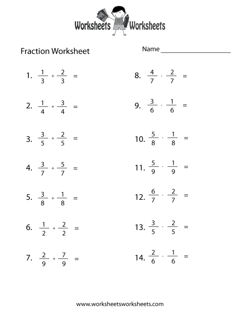 Fraction Practice Worksheet Free Printable Educational Worksheet