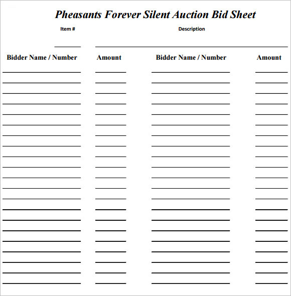 FREE 6 Silent Auction Bid Sheet Samples In PDF