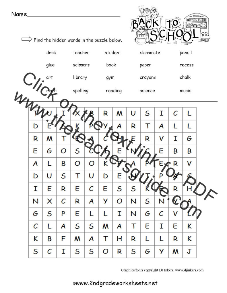 Free Back To School Worksheets And Printouts