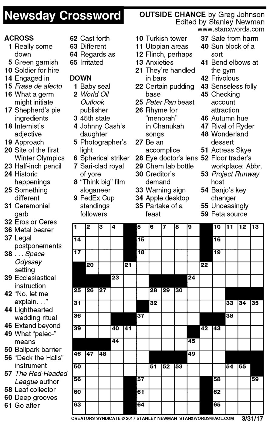 Free Daily Printable Crosswords Free Printables Printable Crossword