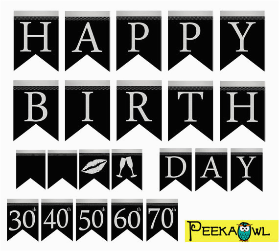 Free Happy Birthday Banner Printable Black And White Pdf BirthdayBuzz