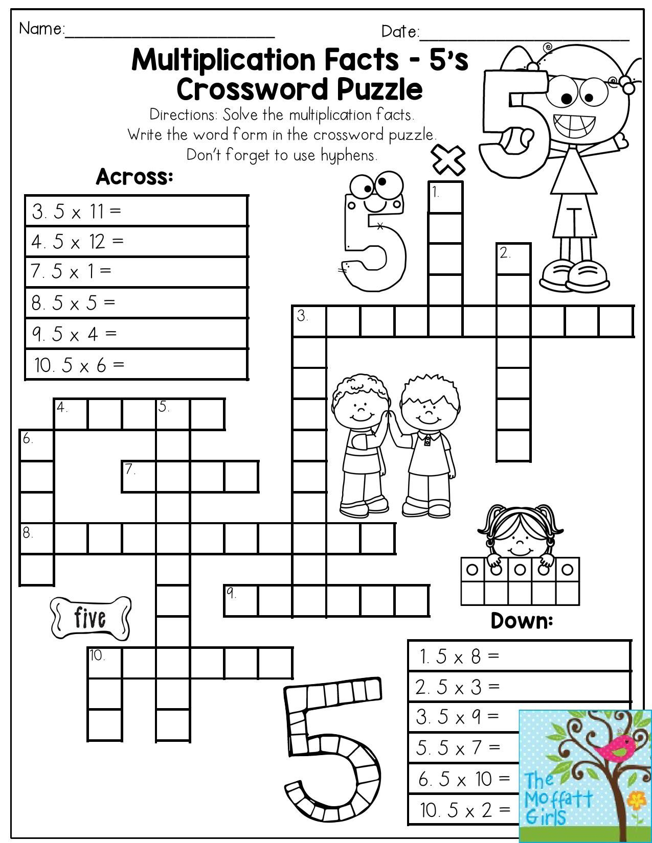 Free Math Puzzles 4Th Grade Printable Crossword Puzzles For 4Th 