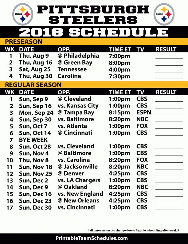 Free Nfl Schedule Printable Calendar Printables Free Blank